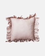 LIAN Stone-Washed Linen Ruffle Cushion in Blush Pink