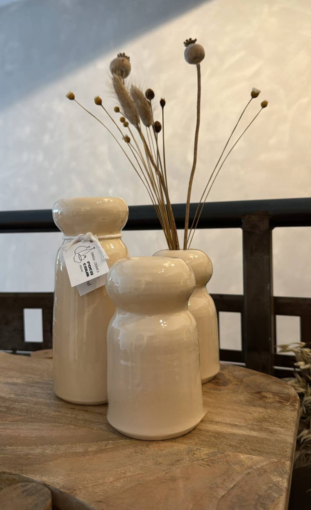 Roca Caus Handmade White Ceramic Candle Holder in Small