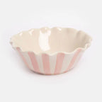 Caroline Gardner Striped Frilly Bowl in Pink Flower