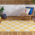 Furn Yellow Checkerboard 100% Recycled Outdoor Rug