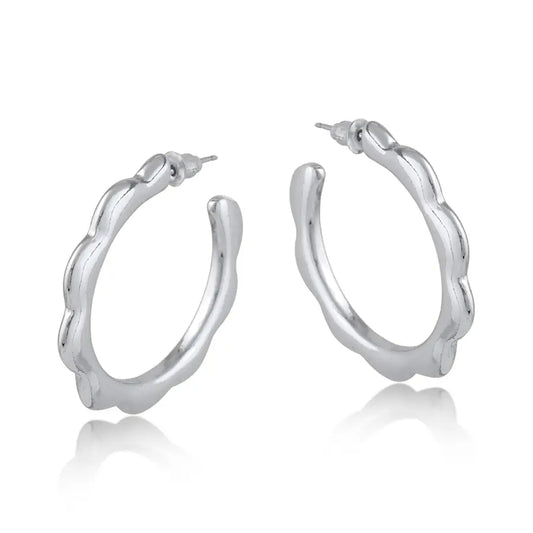 Big Metal London Camille Squiggle Hoops in Silver or Gold Plated