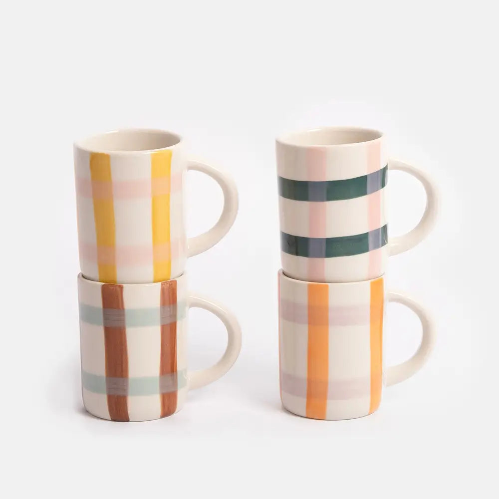 Caroline Gardner Espresso Cup in Checkered Pink and Yellow