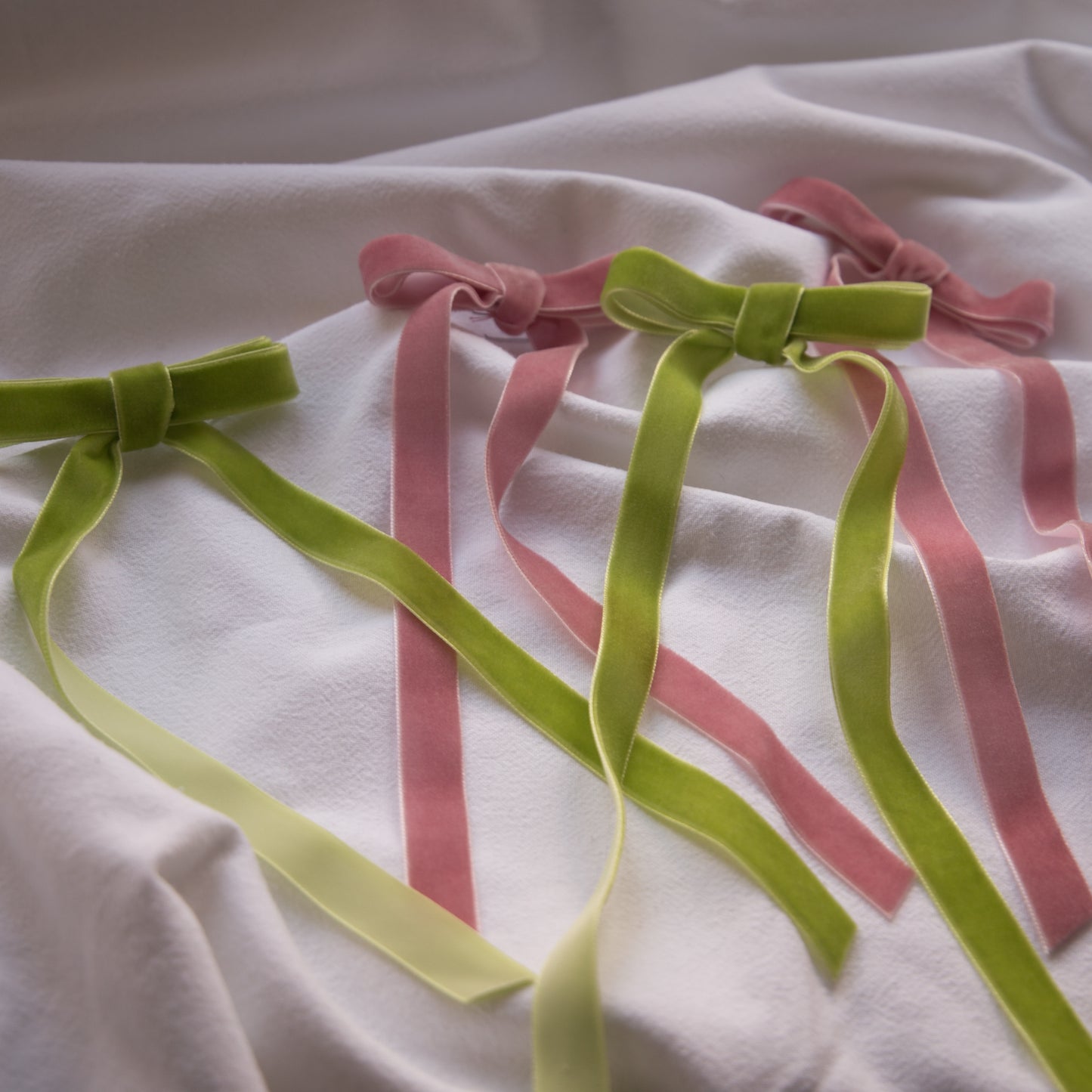 Essence Home Handmade Decorative Candle Velour Bows in Green or Pink