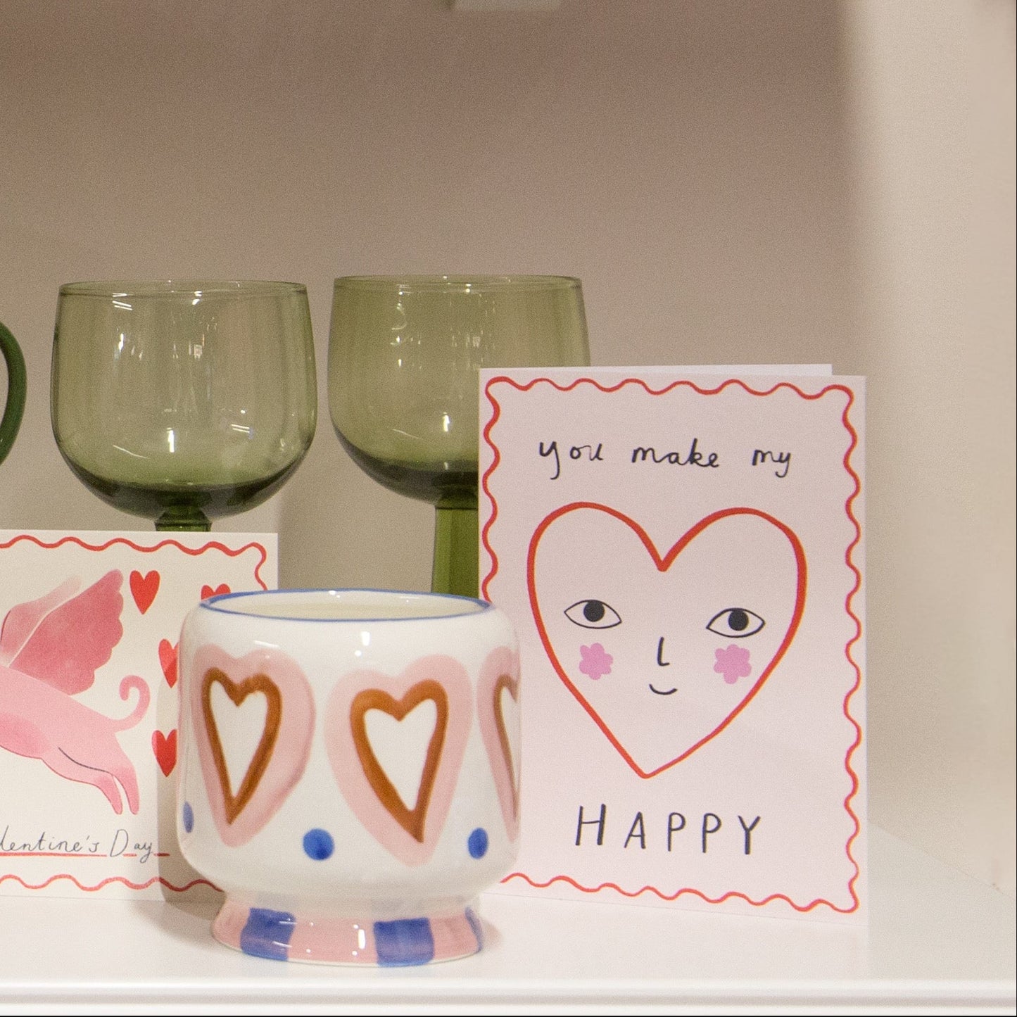 Kitty Kenda 'You make my heart happy' Valentines Day Greeting Card