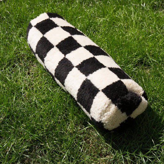 HKLIVING Woollen Bolster Cushion in Checkerboard
