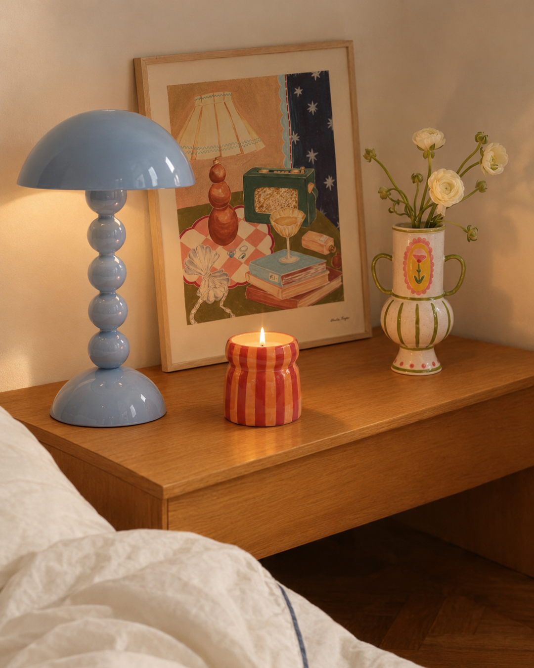 Paddywax Cabana Striped Ceramic Soy Candle in Spiced Apple