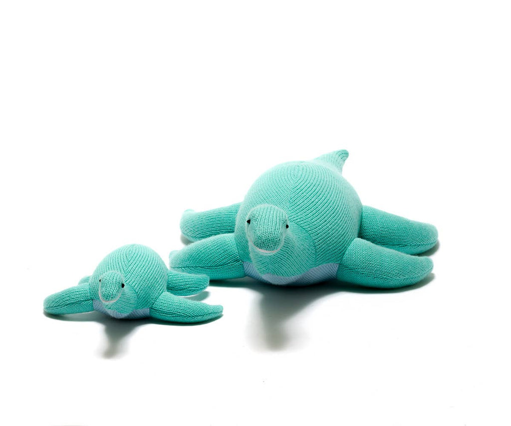 Best Years Knitted Plesiosaurus Dinosaur Baby Rattle in Ice Blue