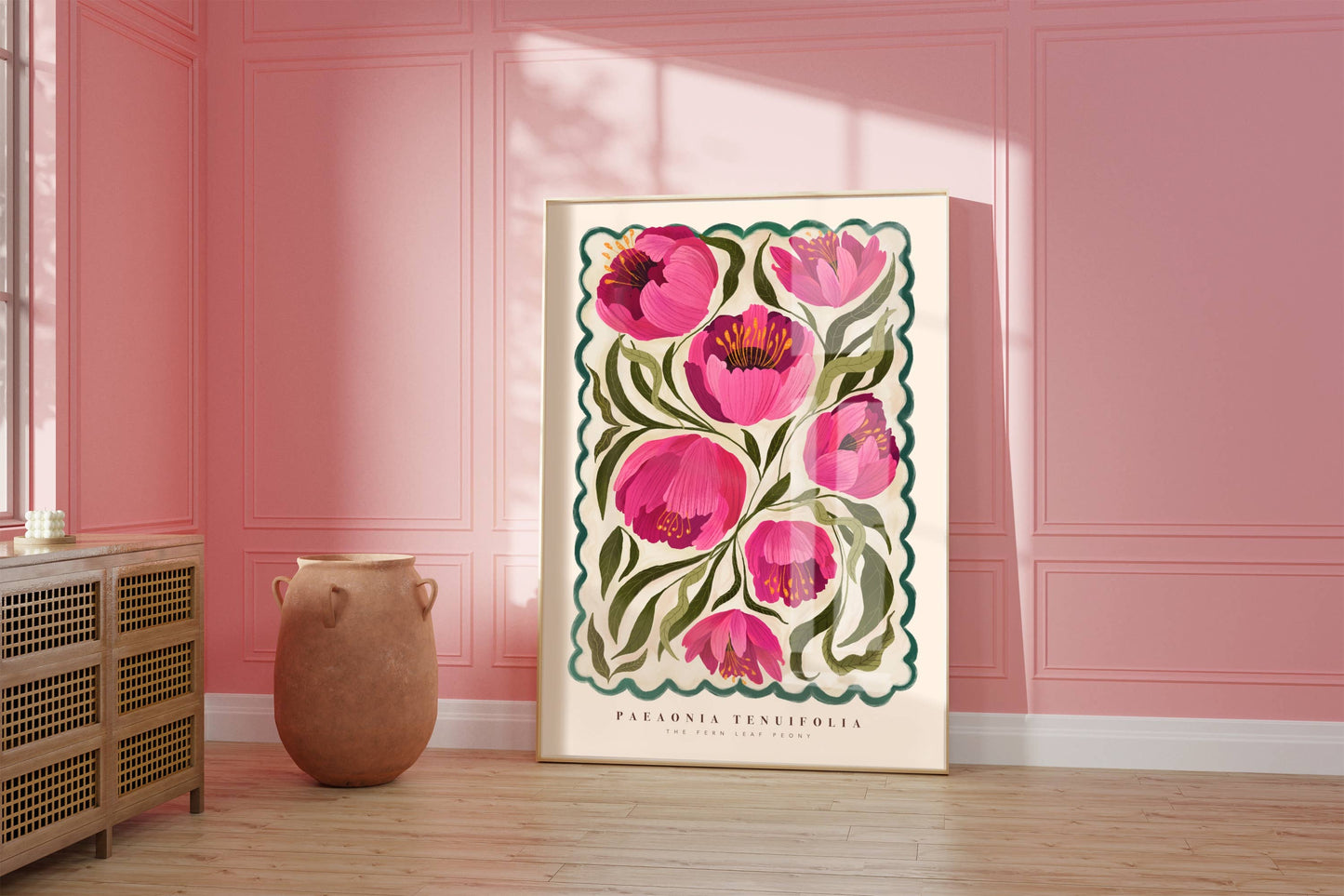 Kate Fox Peony Flower Market Hand Drawn Art Print in A3