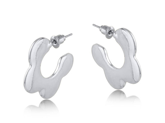 Silver hoop earrings on a white background