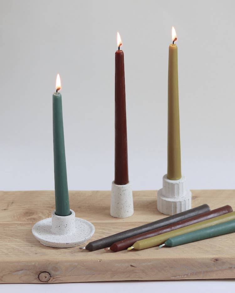 Five Bees Yard Colourful Beeswax Dinner Candles
