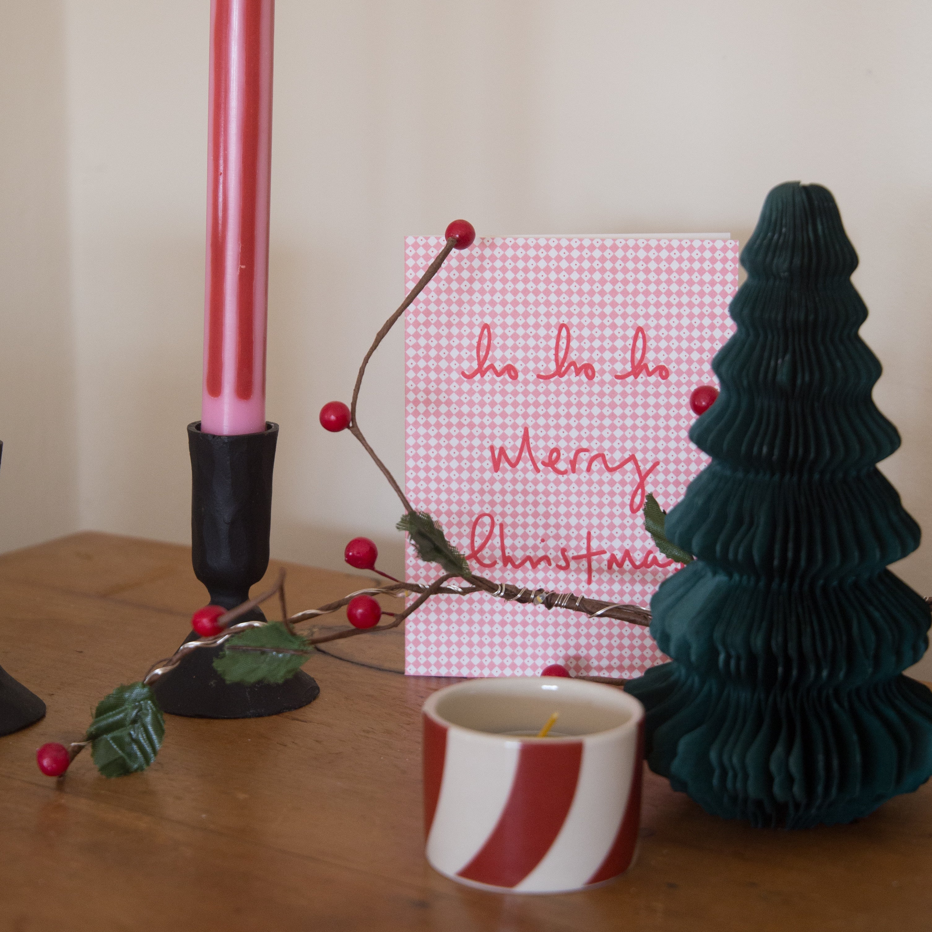 Bloomingville Ceramic Red and White Striped Tea Light Votive