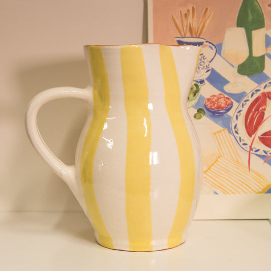 Roca Caus Handcrafted Jug in Yellow Stripe