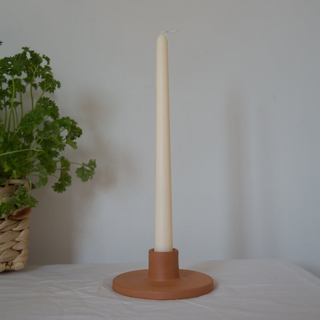 Roca Caus Handmade Taper Candle Holder in Terracotta