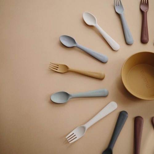 Mushie Baby Cutlery Set - Lilac | Fork & Spoon