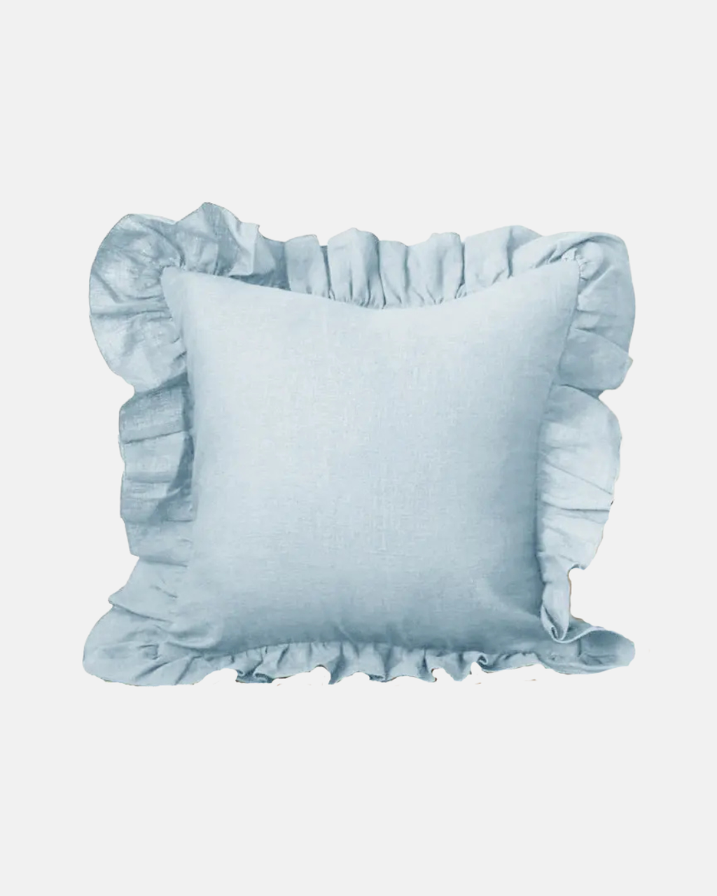 LIAN Stone-Washed Linen Ruffle Cushion in Sky Blue