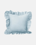 LIAN Stone-Washed Linen Ruffle Cushion in Sky Blue