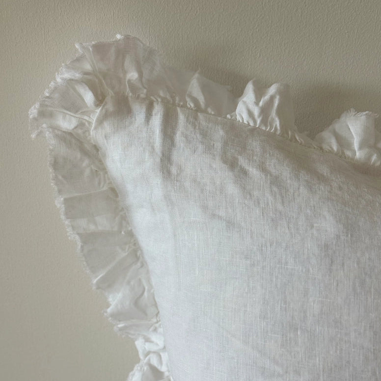 Ellenvale Ruffled Edge Hallie Cushion 53cm x 53cm in White