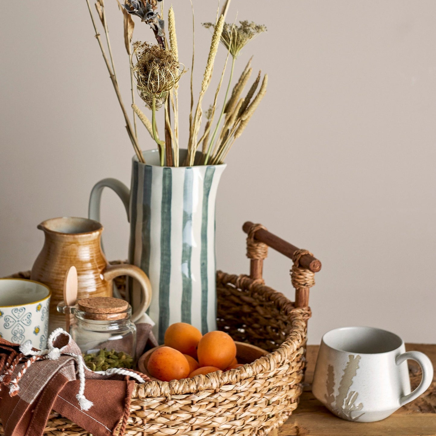 Bloomingville Striped Jug in Green or Brown