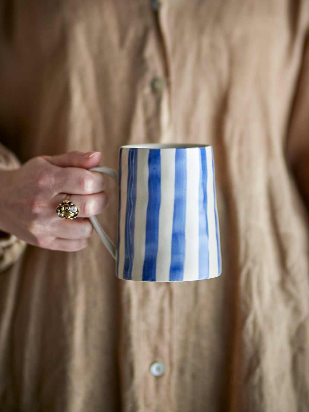 Bloomingville Begonia Striped Mug in Pink, Blue or Brown