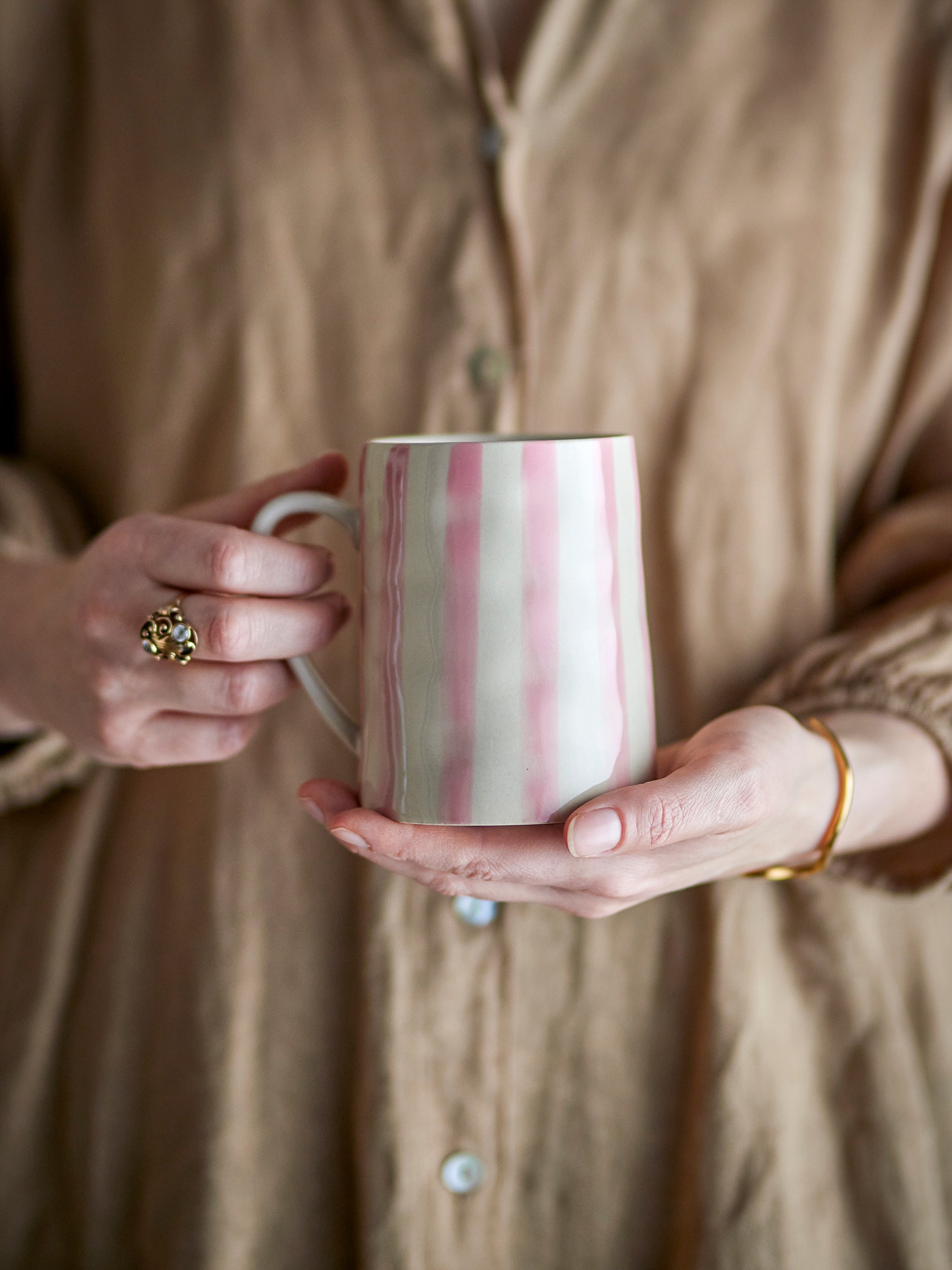 Bloomingville Begonia Striped Mug in Pink, Blue or Brown