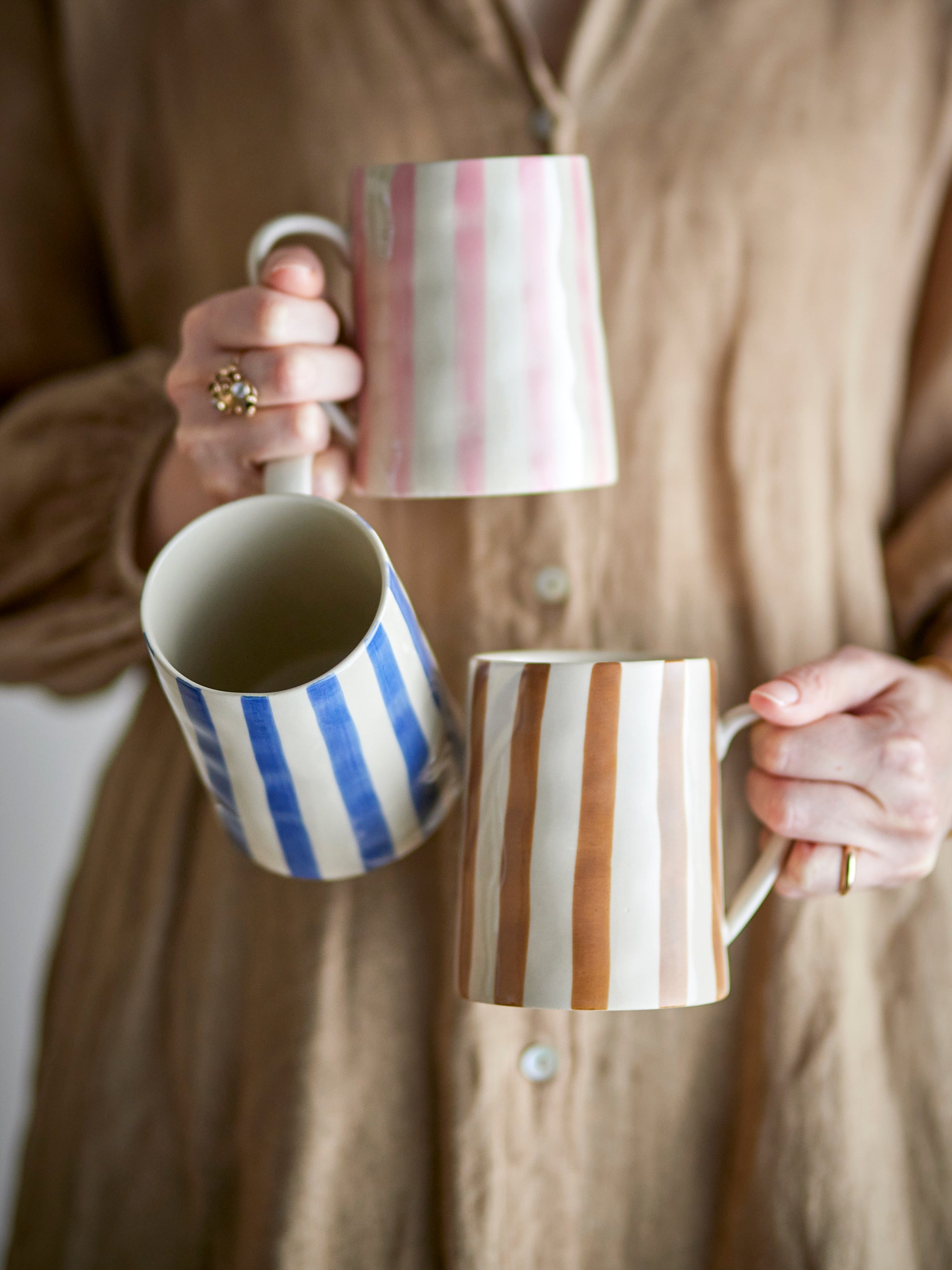 Bloomingville Begonia Striped Mug in Pink, Blue or Brown
