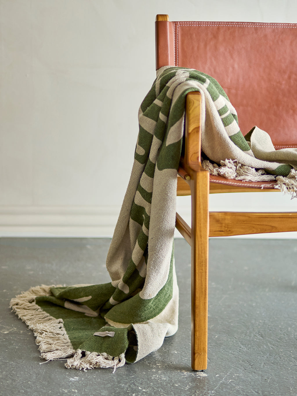 Bloomingville Dalmine Green Recycled Cotton Throw