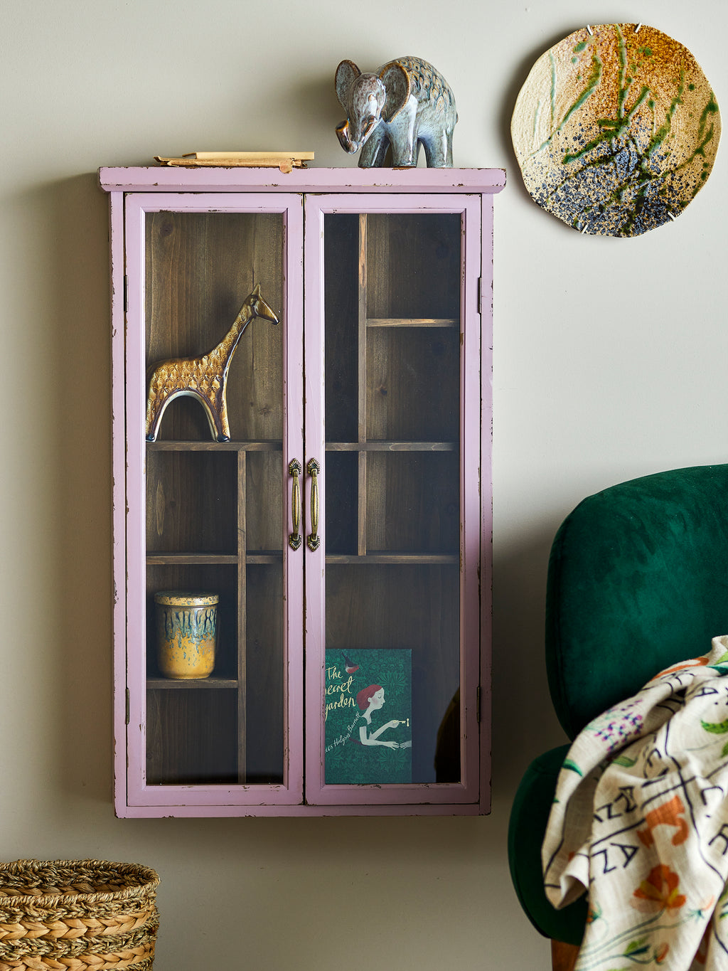 Bloomingville Hazem Firwood Cabinet in Pink or Green