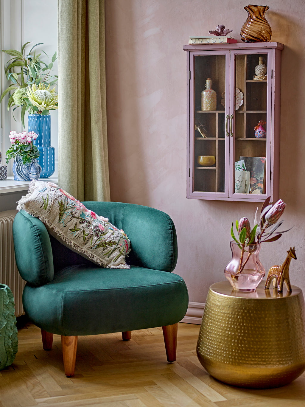 Bloomingville Hazem Firwood Cabinet in Pink or Green