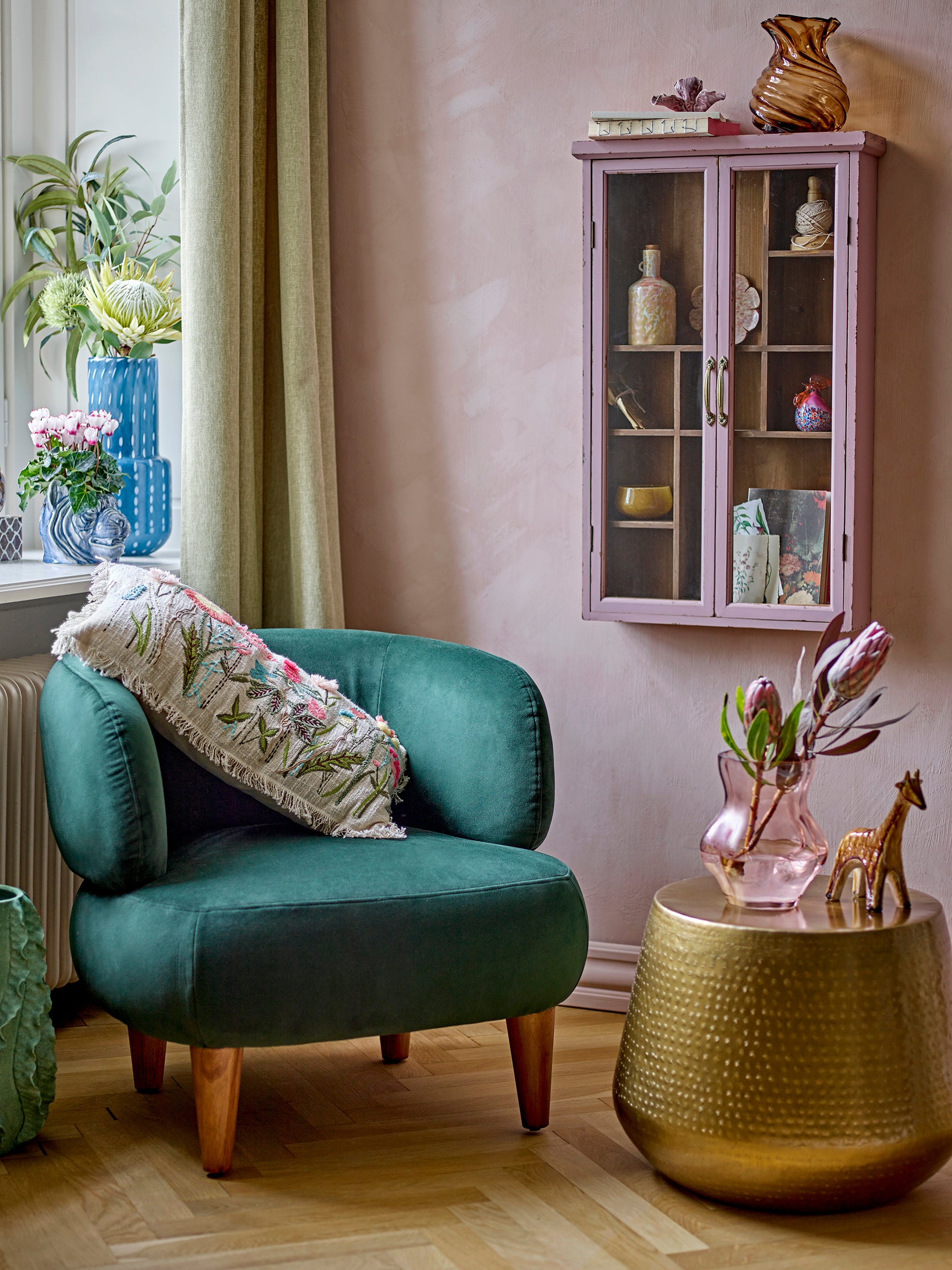 Bloomingville Hazem Firwood Cabinet in Pink or Green