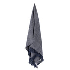 Bloomingville Herringbone Dark Blue Recycled Cotton Throw