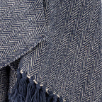 Bloomingville Herringbone Dark Blue Recycled Cotton Throw