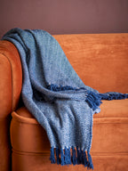 Bloomingville Herringbone Dark Blue Recycled Cotton Throw