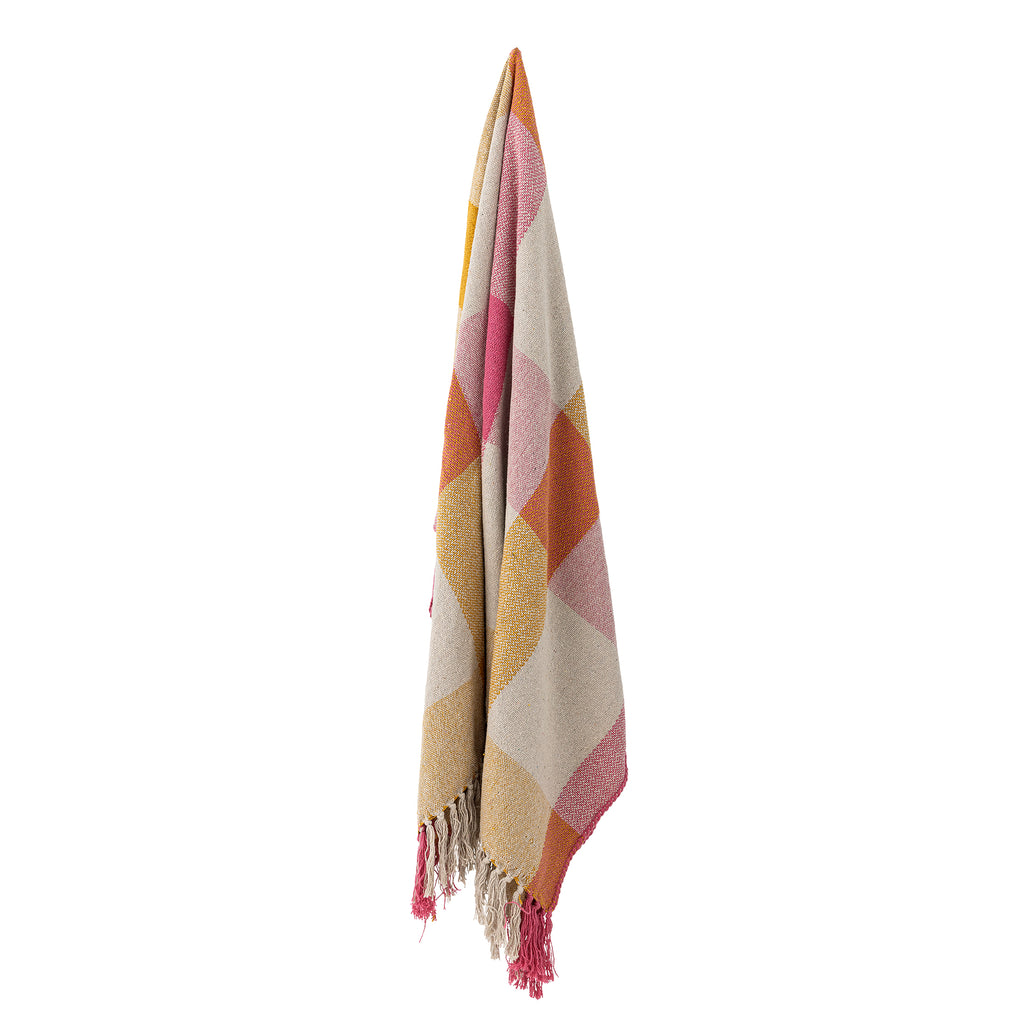 Bloomingville Hadley Pink Check Recycled Cotton Throw