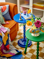 Bloomingville Salino Bobbin Circle Side Table in Blue or Green
