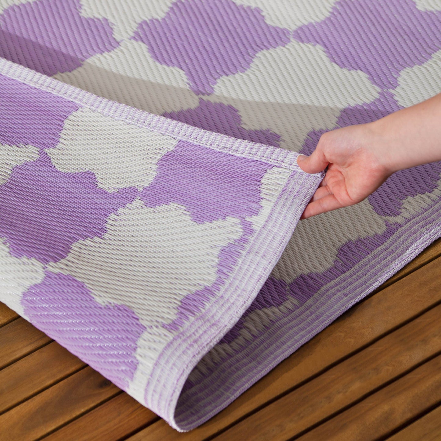 Lilac Check Indoor/Outdoor 100% Recycled Rug