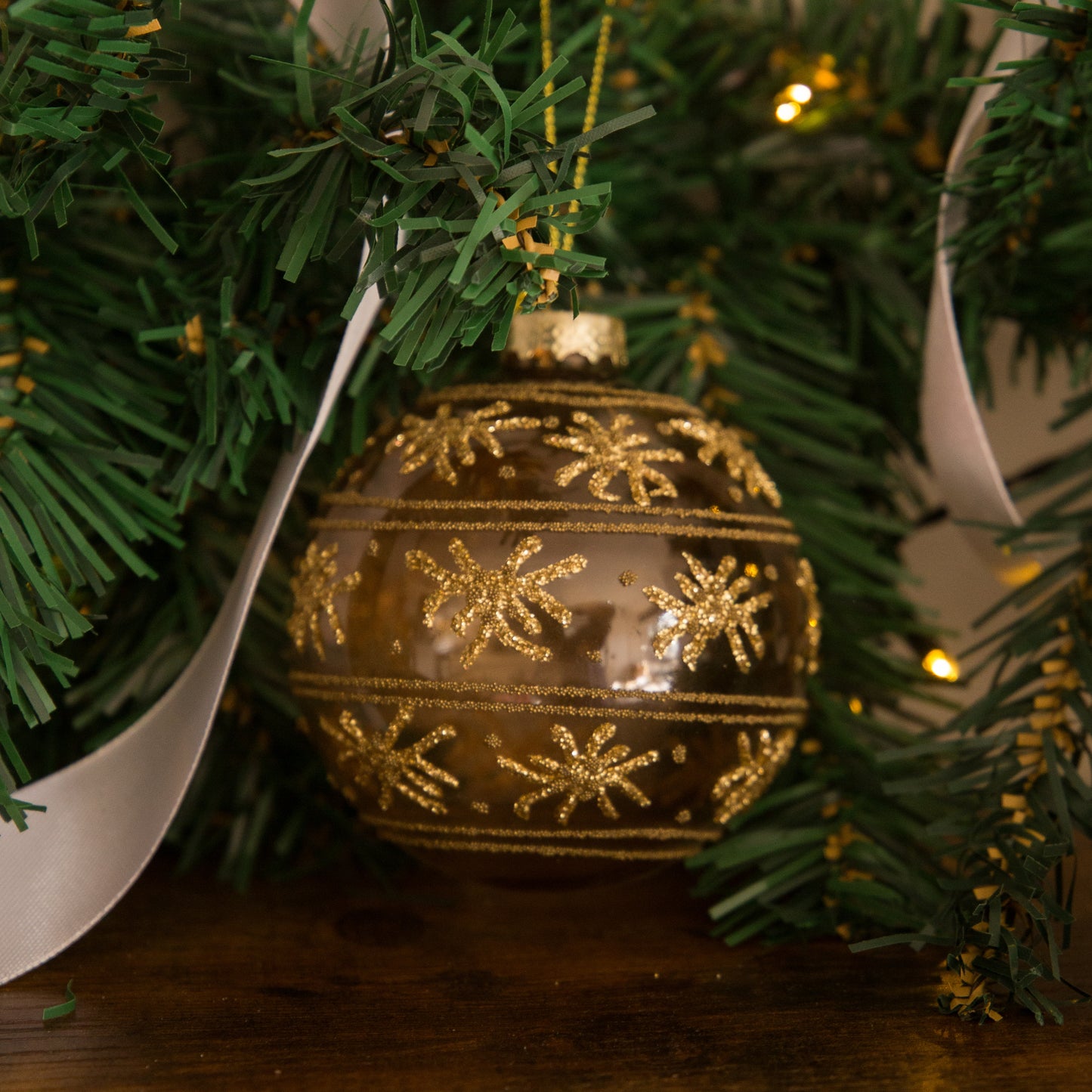 Bloomingville Ciana Clear Glass Christmas Bauble in Gold