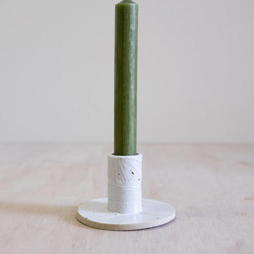 KP Studio Handmade Ceramic Candlestick Holder in Natural