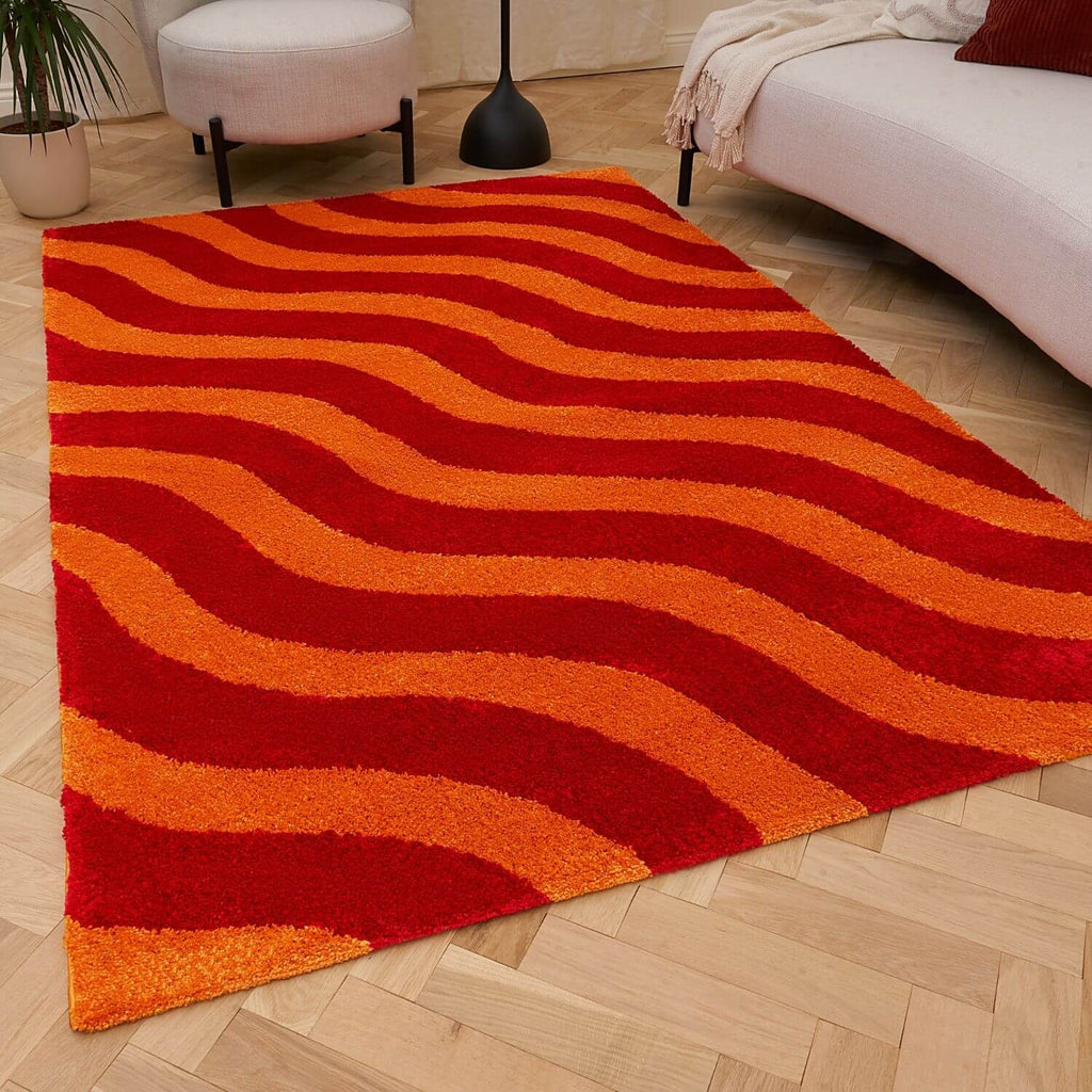 The Rugs Joli Red and Orange Waves Rug