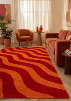 The Rugs Joli Red and Orange Waves Rug