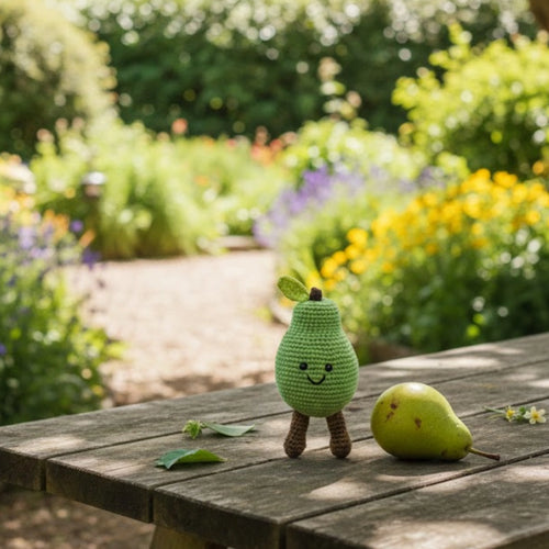 Best Years Organic Cotton Handmade Pear Rattle in Green