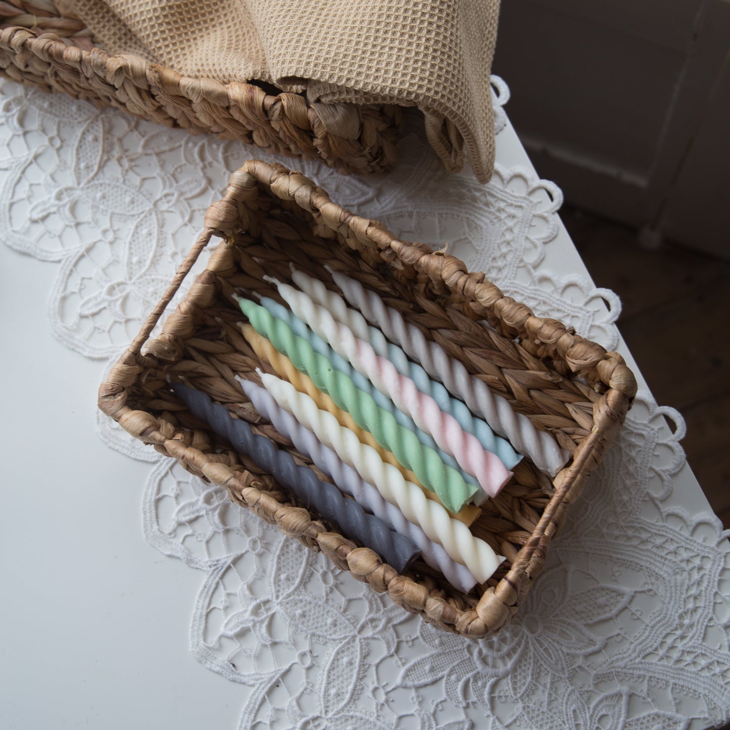 Soie Soy Wax Twirl Taper Candle in Various Colours