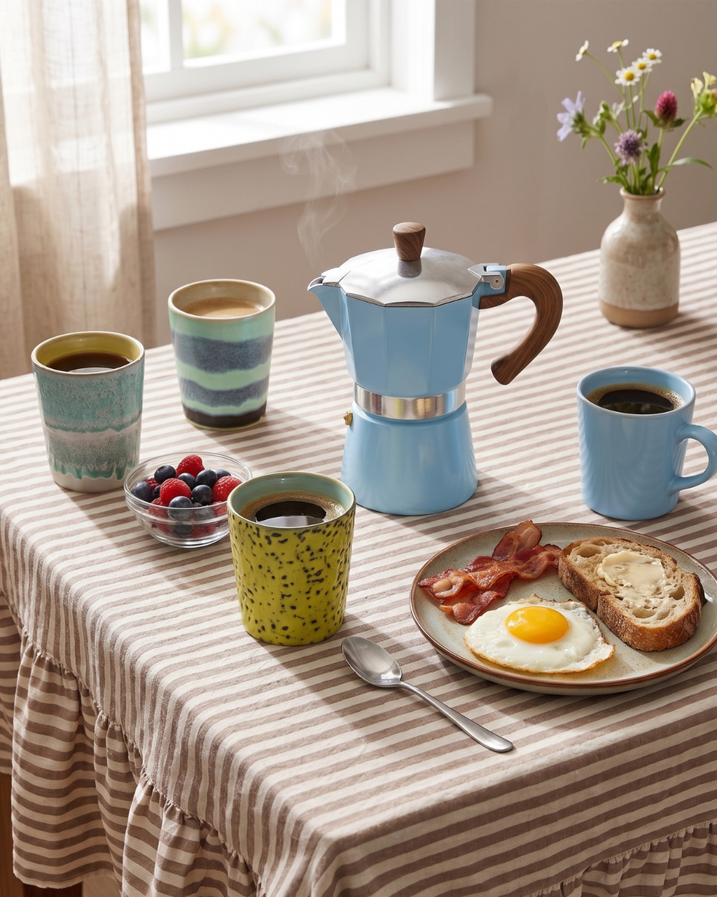 Colourful Coffee Percolator and Stove Top Pot in Lilac