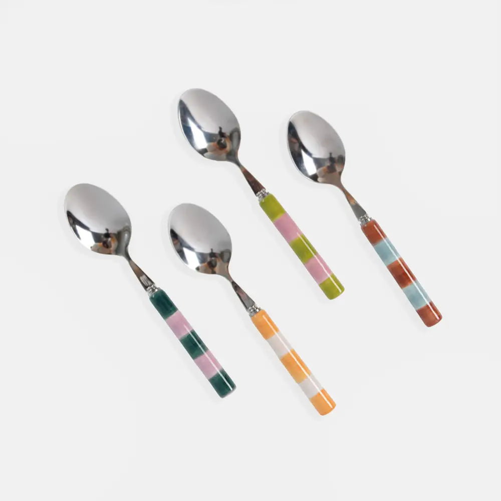 Caroline Gardner Multi-Stripe Set of 4 Teaspoons