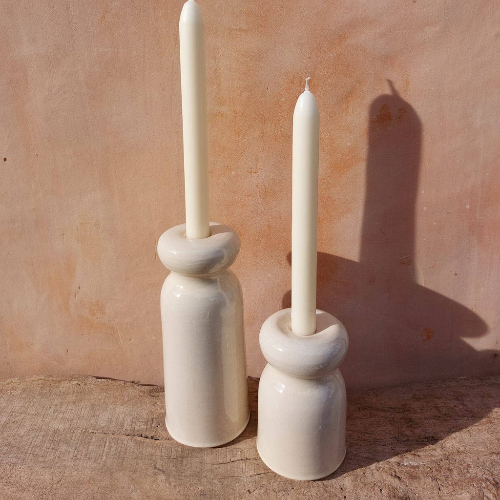 Roca Caus Handmade Ceramic Candle Holder in Cream