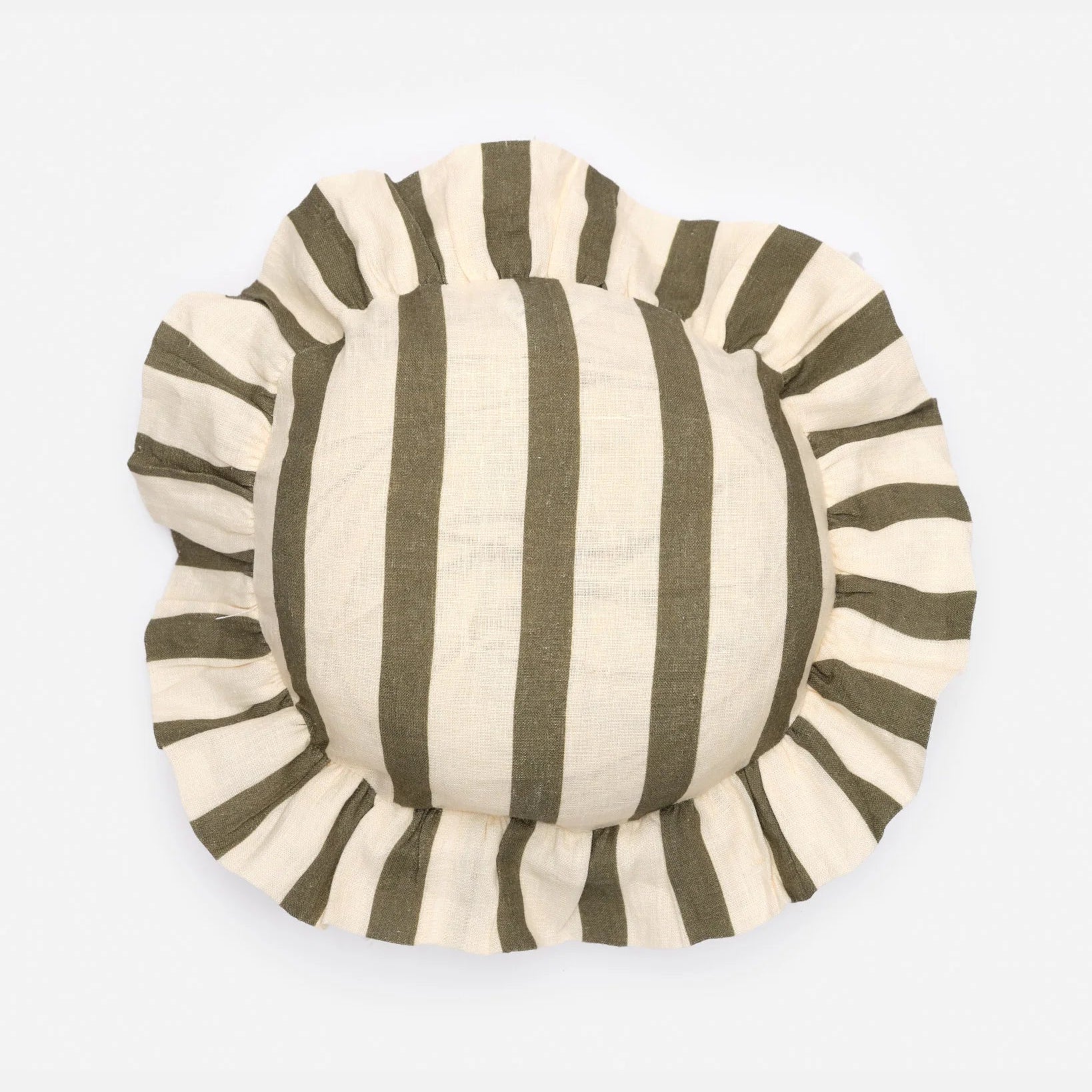 Striped hat with green and white stripes on a white background