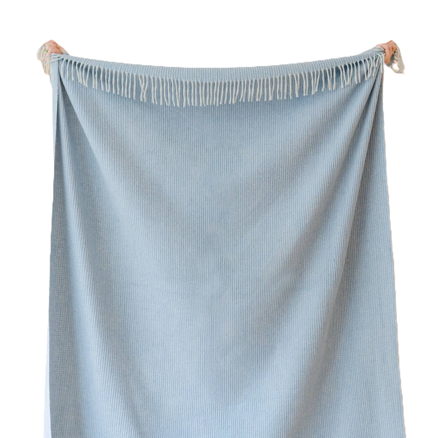 Recycled Wool Blanket in Azure Waffle
