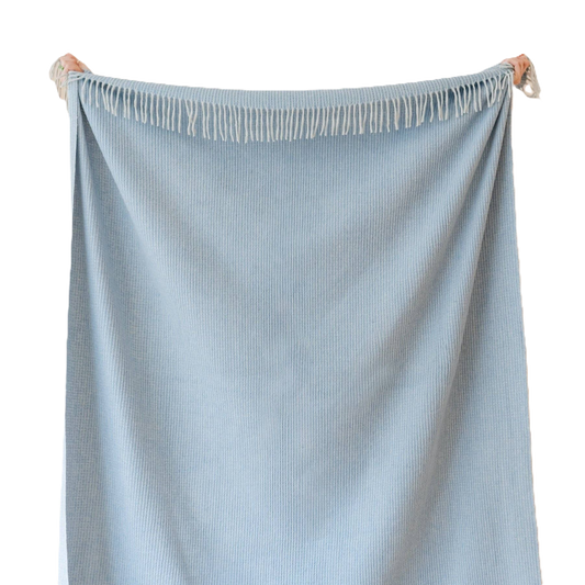TBCo Recycled Wool Blanket in Azure Waffle