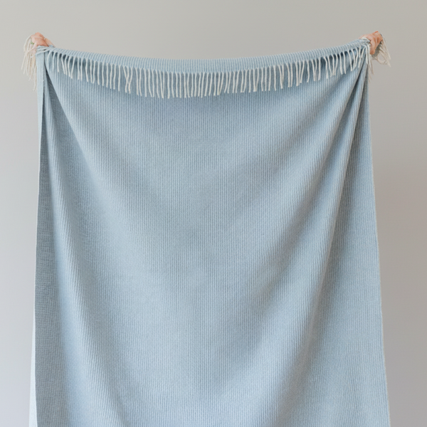 TBCo Recycled Wool Blanket in Azure Waffle