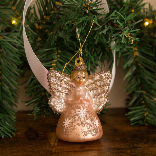 Bloomingville Sparkly Glass Angel Christmas Ornament