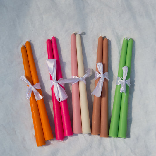 Coconut Wax Taper Candle in Various Colours
